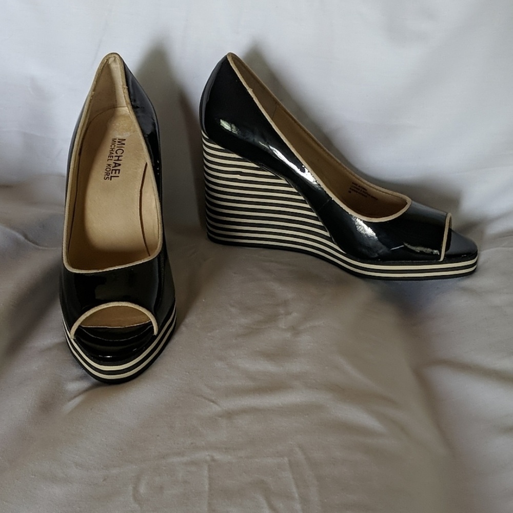 NWOT Michael Kors Striped Wedges